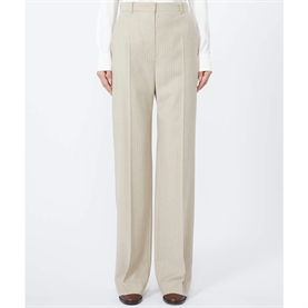 Max Mara Studio Medium Bukser, Beige Pinstripes